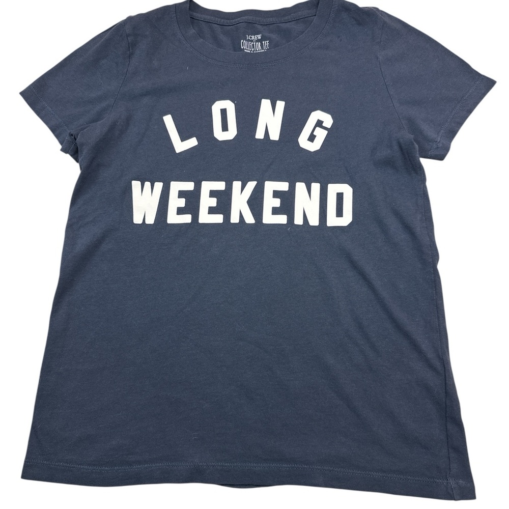 J. Crew Factory Collector Tee Shortsleeved Cotton Navy Graphic “Long Weekend” XS